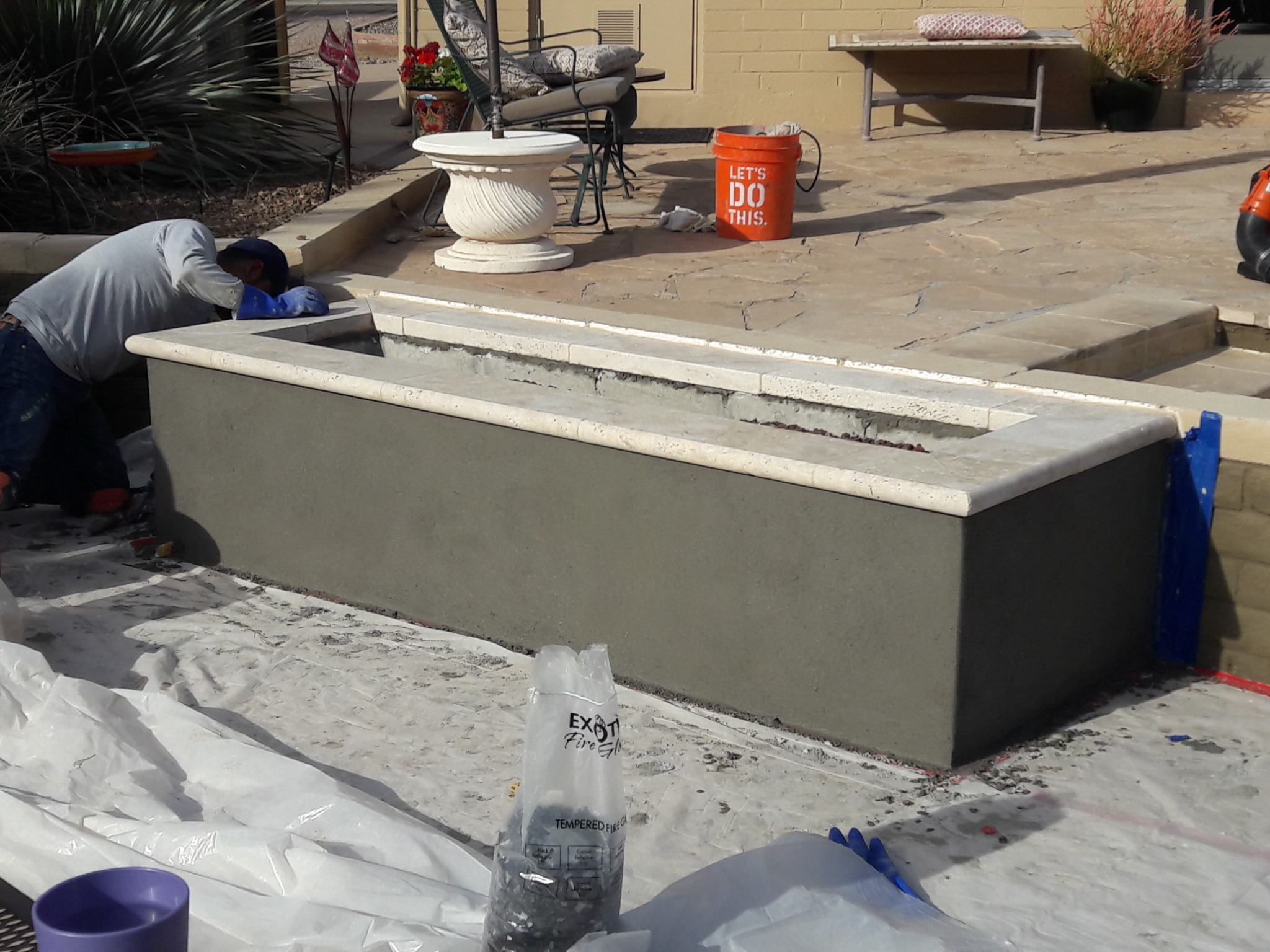 Hardscape construction in progress